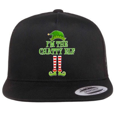 I'm The Chatty Elf Matching Family Christmas Flat Bill Trucker Hat