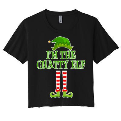 I'm The Chatty Elf Matching Family Christmas Women's Crop Top Tee