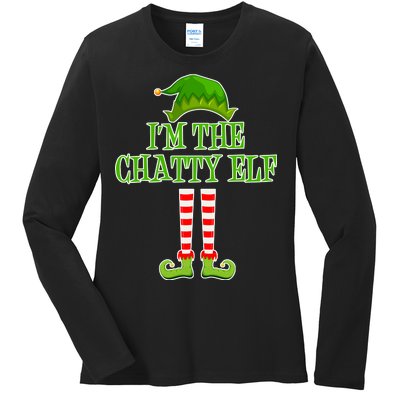 I'm The Chatty Elf Matching Family Christmas Ladies Long Sleeve Shirt