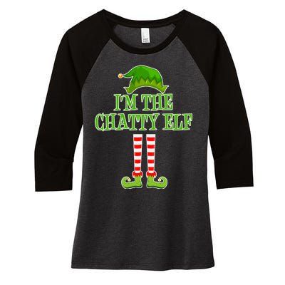 I'm The Chatty Elf Matching Family Christmas Women's Tri-Blend 3/4-Sleeve Raglan Shirt