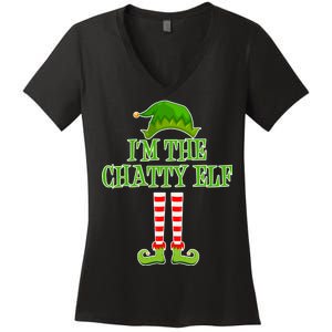 I'm The Chatty Elf Matching Family Christmas Women's V-Neck T-Shirt