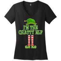 I'm The Chatty Elf Matching Family Christmas Women's V-Neck T-Shirt