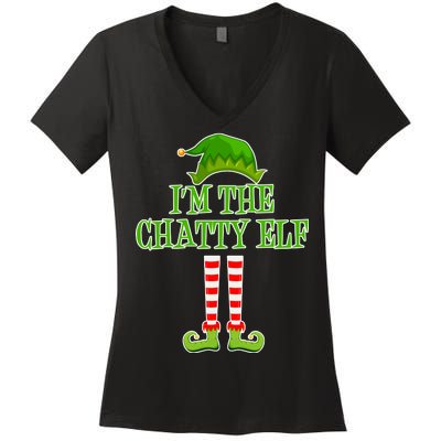 I'm The Chatty Elf Matching Family Christmas Women's V-Neck T-Shirt