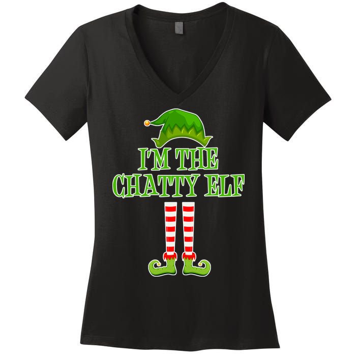 I'm The Chatty Elf Matching Family Christmas Women's V-Neck T-Shirt