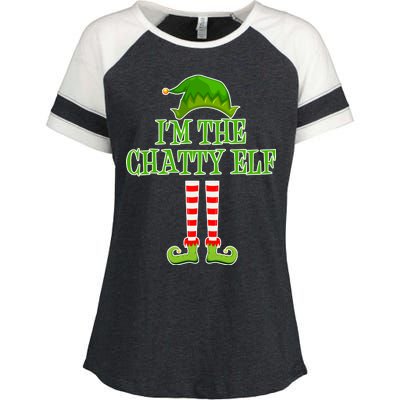 I'm The Chatty Elf Matching Family Christmas Enza Ladies Jersey Colorblock Tee