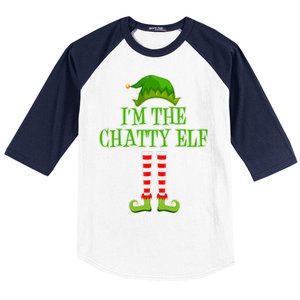 I'm The Chatty Elf Matching Family Christmas Baseball Sleeve Shirt