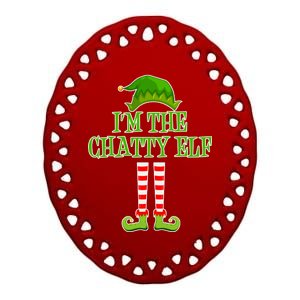 I'm The Chatty Elf Matching Family Christmas Ceramic Oval Ornament