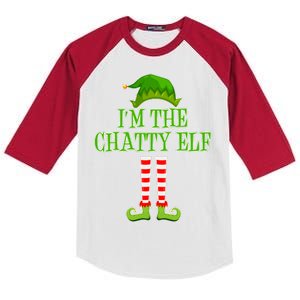 I'm The Chatty Elf Matching Family Christmas Kids Colorblock Raglan Jersey