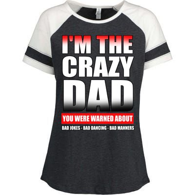 I'm The Crazy Dad You Were Warned About Bad Jokes Enza Ladies Jersey Colorblock Tee