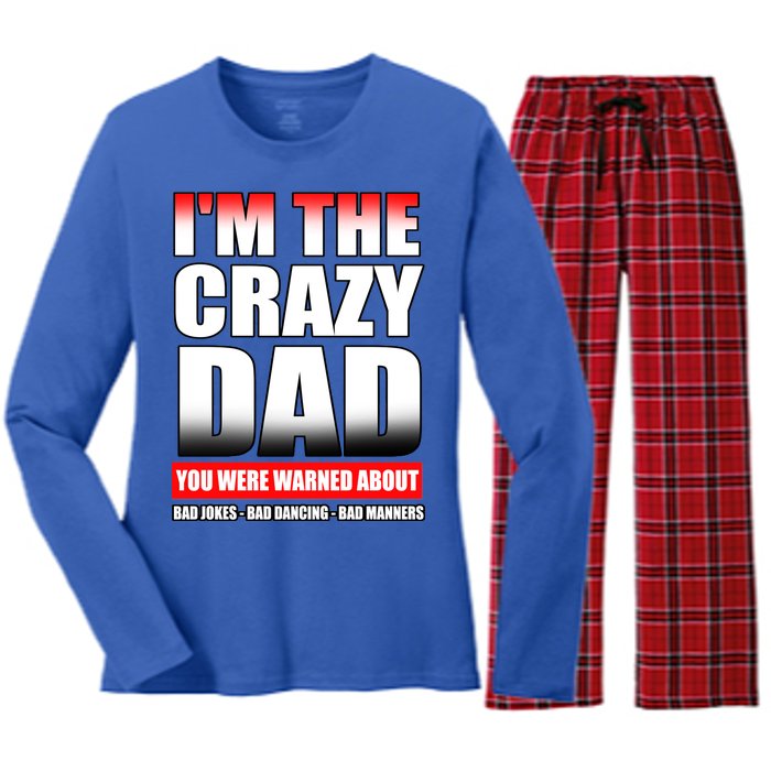 I'm The Crazy Dad You Were Warned About Bad Jokes Women's Long Sleeve Flannel Pajama Set 