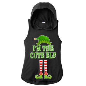 I'm The Cute Elf Matching Family Christmas Ladies PosiCharge Tri-Blend Wicking Draft Hoodie Tank