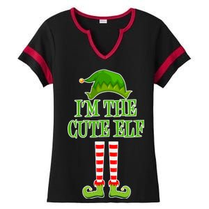 I'm The Cute Elf Matching Family Christmas Ladies Halftime Notch Neck Tee