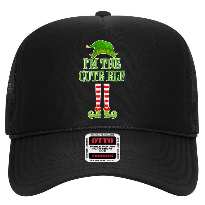 I'm The Cute Elf Matching Family Christmas High Crown Mesh Back Trucker Hat