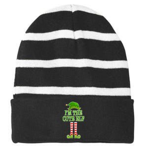 I'm The Cute Elf Matching Family Christmas Striped Beanie with Solid Band