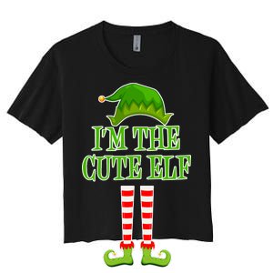 I'm The Cute Elf Matching Family Christmas Women's Crop Top Tee