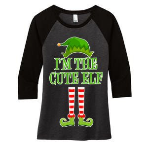 I'm The Cute Elf Matching Family Christmas Women's Tri-Blend 3/4-Sleeve Raglan Shirt