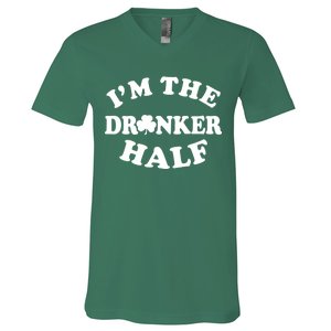 I'm The Drunker Half Irish Shamrock St. Patrick's Day V-Neck T-Shirt