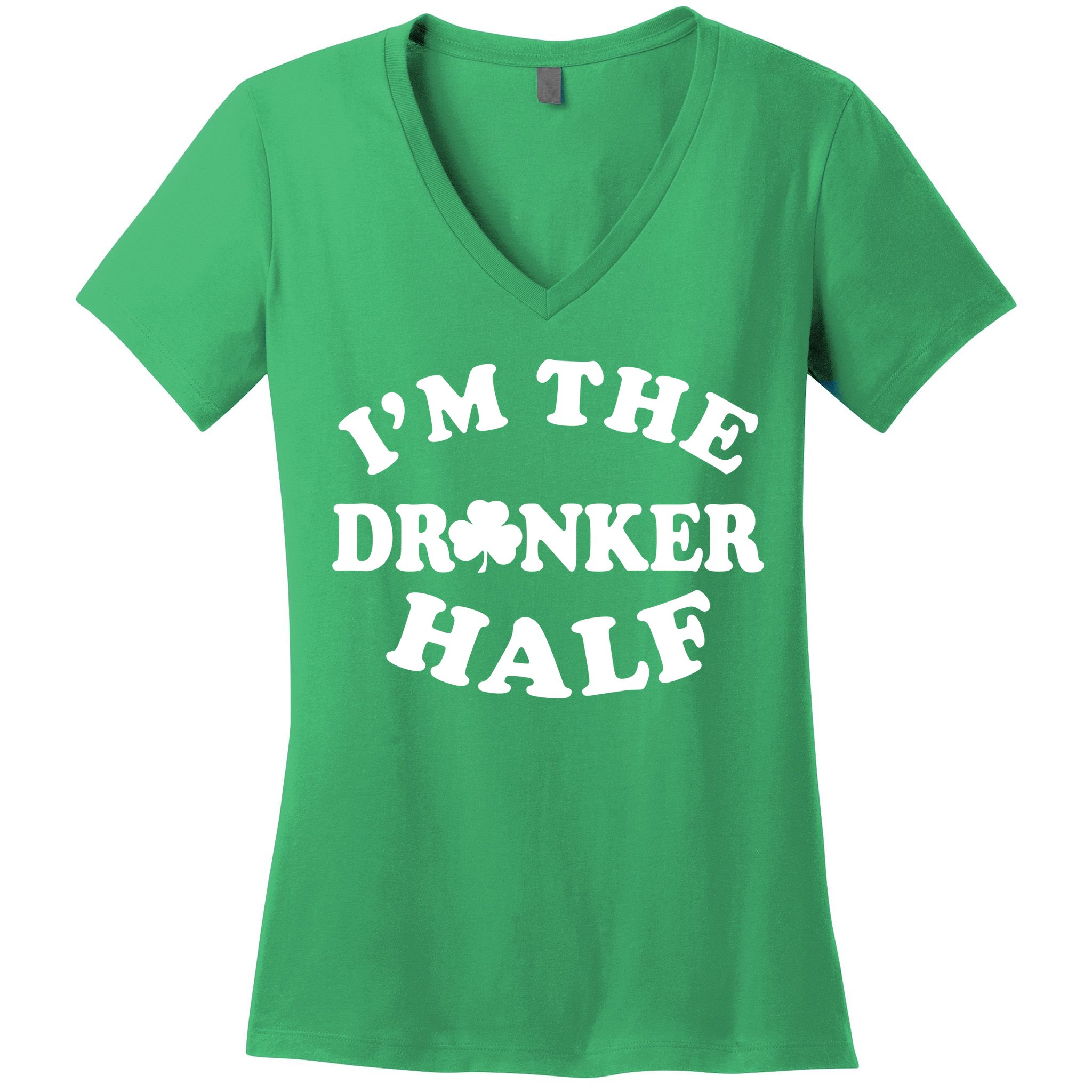 I'm The Drunker Half Irish Shamrock St. Patrick's Day Women's V-Neck T-Shirt