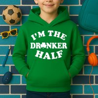 I'm The Drunker Half Irish Shamrock St. Patrick's Day Kids Hoodie