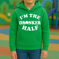 I'm The Drunker Half Irish Shamrock St. Patrick's Day Kids Hoodie
