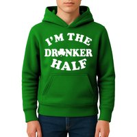 I'm The Drunker Half Irish Shamrock St. Patrick's Day Kids Hoodie