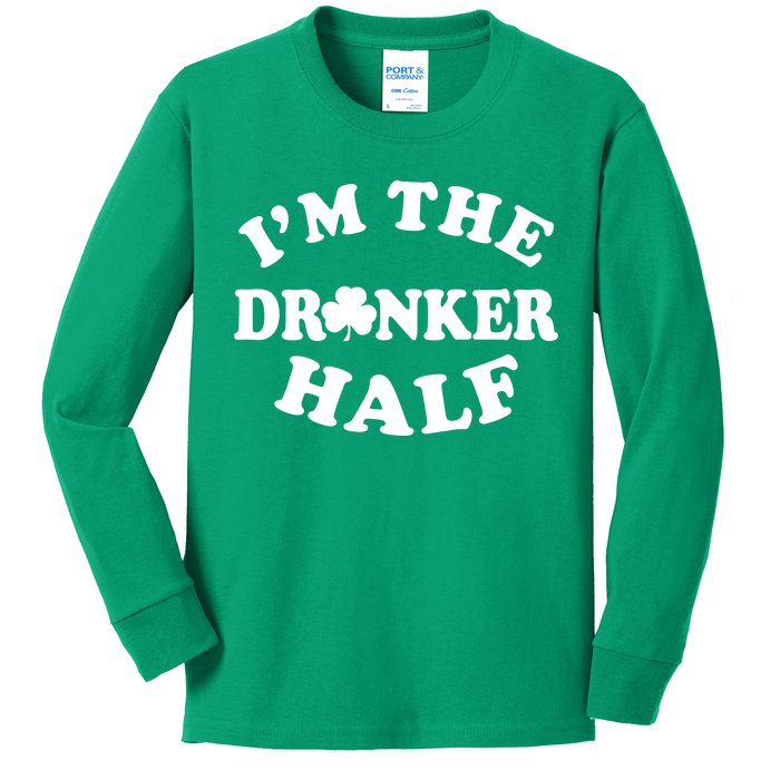 I'm The Drunker Half Irish Shamrock St. Patrick's Day Kids Long Sleeve Shirt