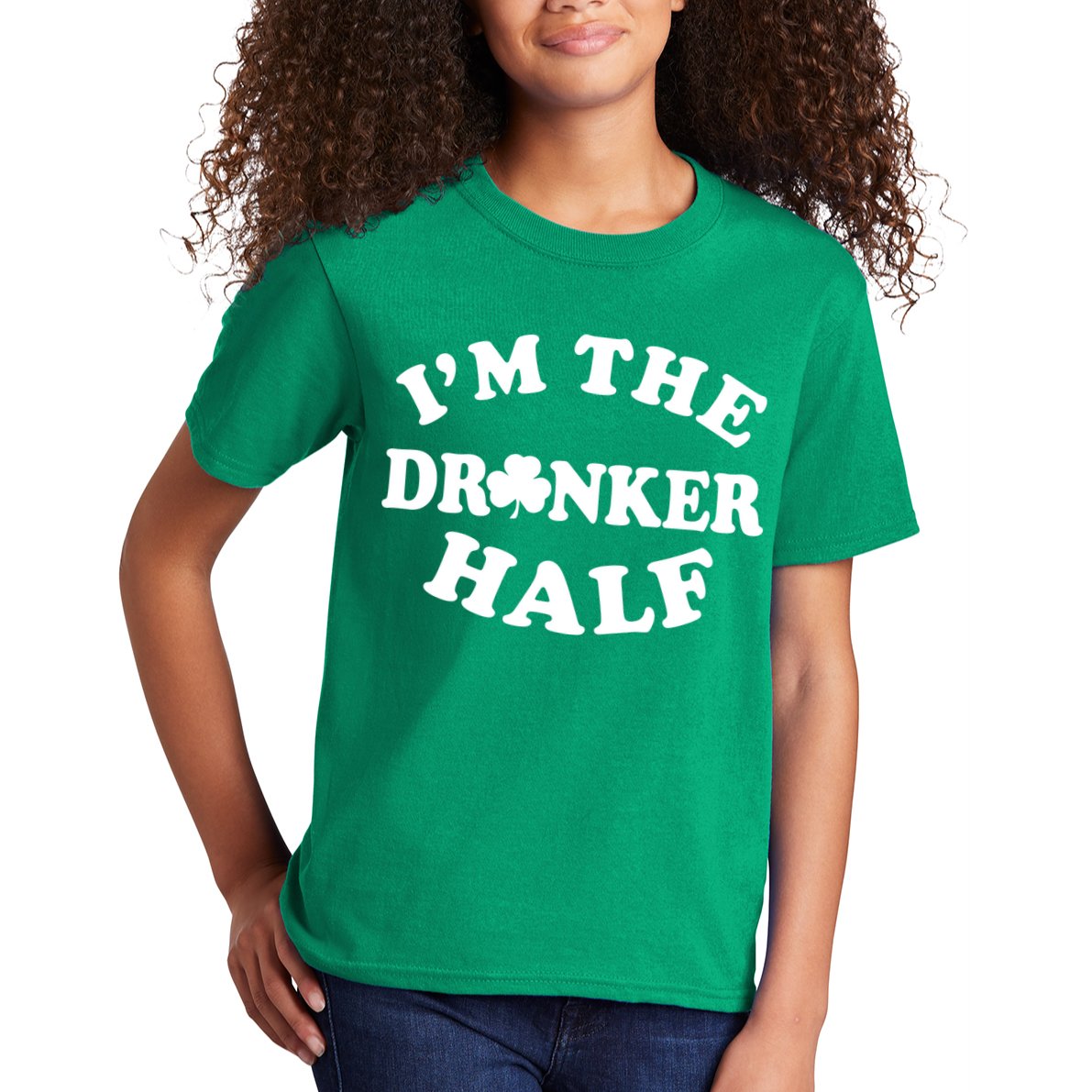 I'm The Drunker Half Irish Shamrock St. Patrick's Day Kids T-Shirt