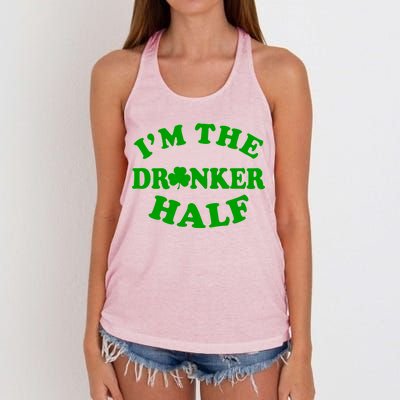 I'm The Drunker Half Irish Shamrock St. Patrick's Day Women's Knotted Racerback Tank