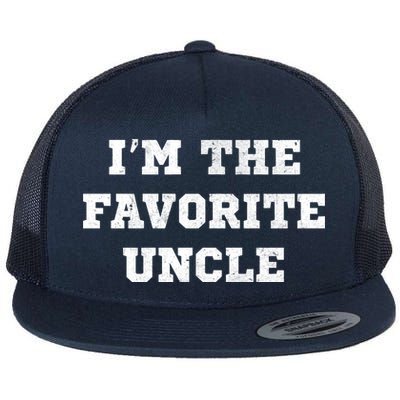 I'm The Favorite Uncle Funny Distressed Flat Bill Trucker Hat