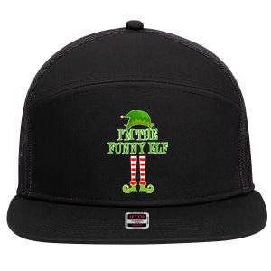 I'm The Funny Elf Matching Family Christmas 7 Panel Mesh Trucker Snapback Hat