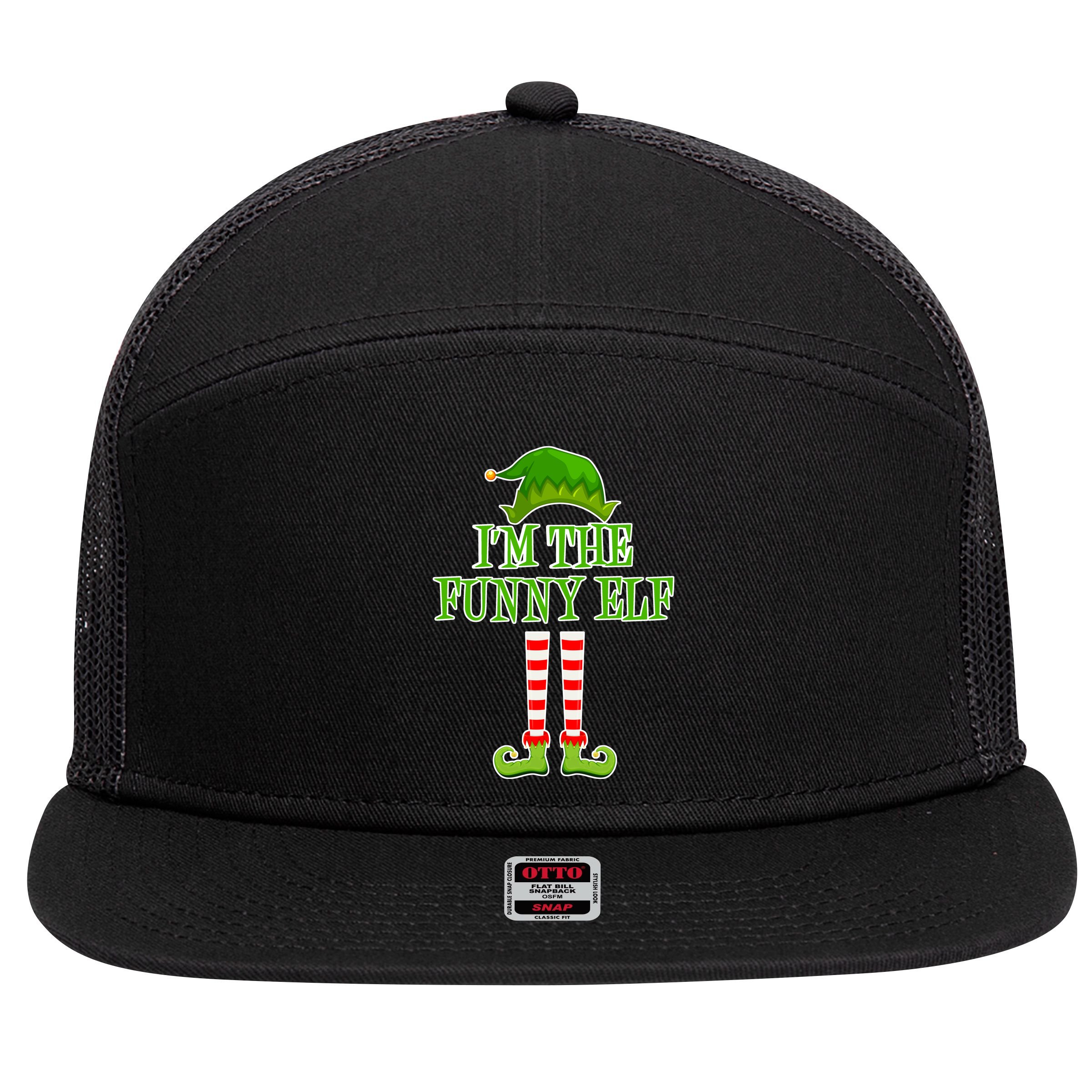 I'm The Funny Elf Matching Family Christmas 7 Panel Mesh Trucker Snapback Hat