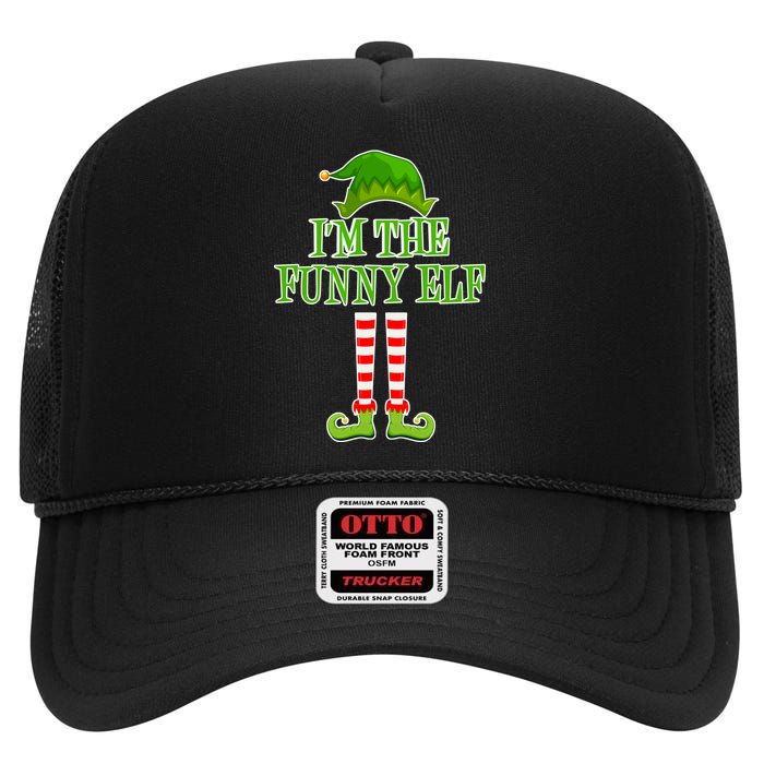 I'm The Funny Elf Matching Family Christmas High Crown Mesh Back Trucker Hat