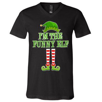 I'm The Funny Elf Matching Family Christmas V-Neck T-Shirt