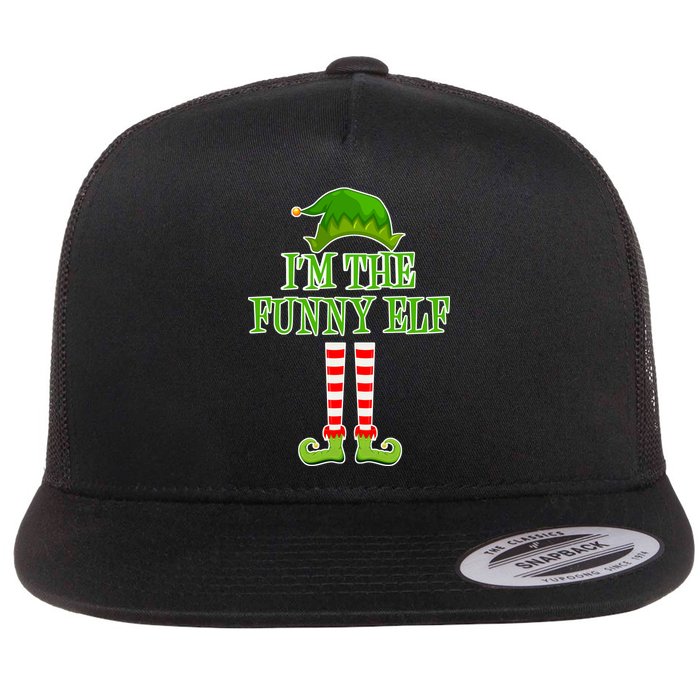 I'm The Funny Elf Matching Family Christmas Flat Bill Trucker Hat