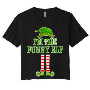 I'm The Funny Elf Matching Family Christmas Women's Crop Top Tee