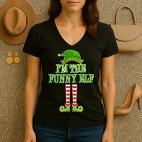 I'm The Funny Elf Matching Family Christmas Women's V-Neck T-Shirt