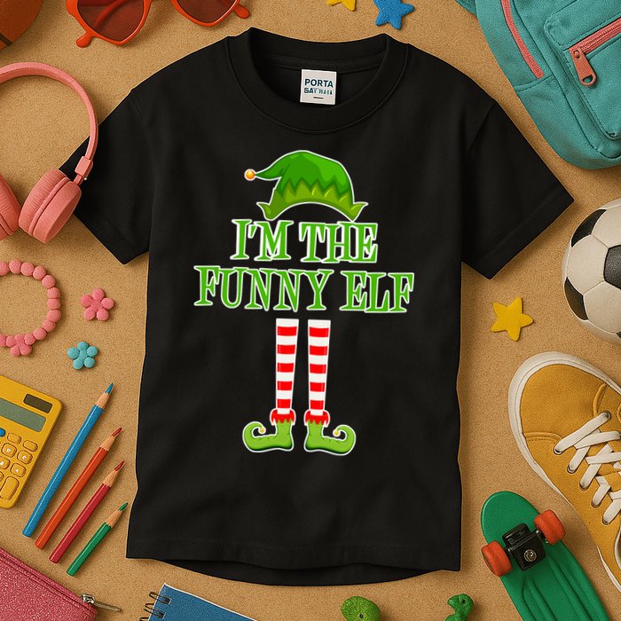I'm The Funny Elf Matching Family Christmas Kids T-Shirt