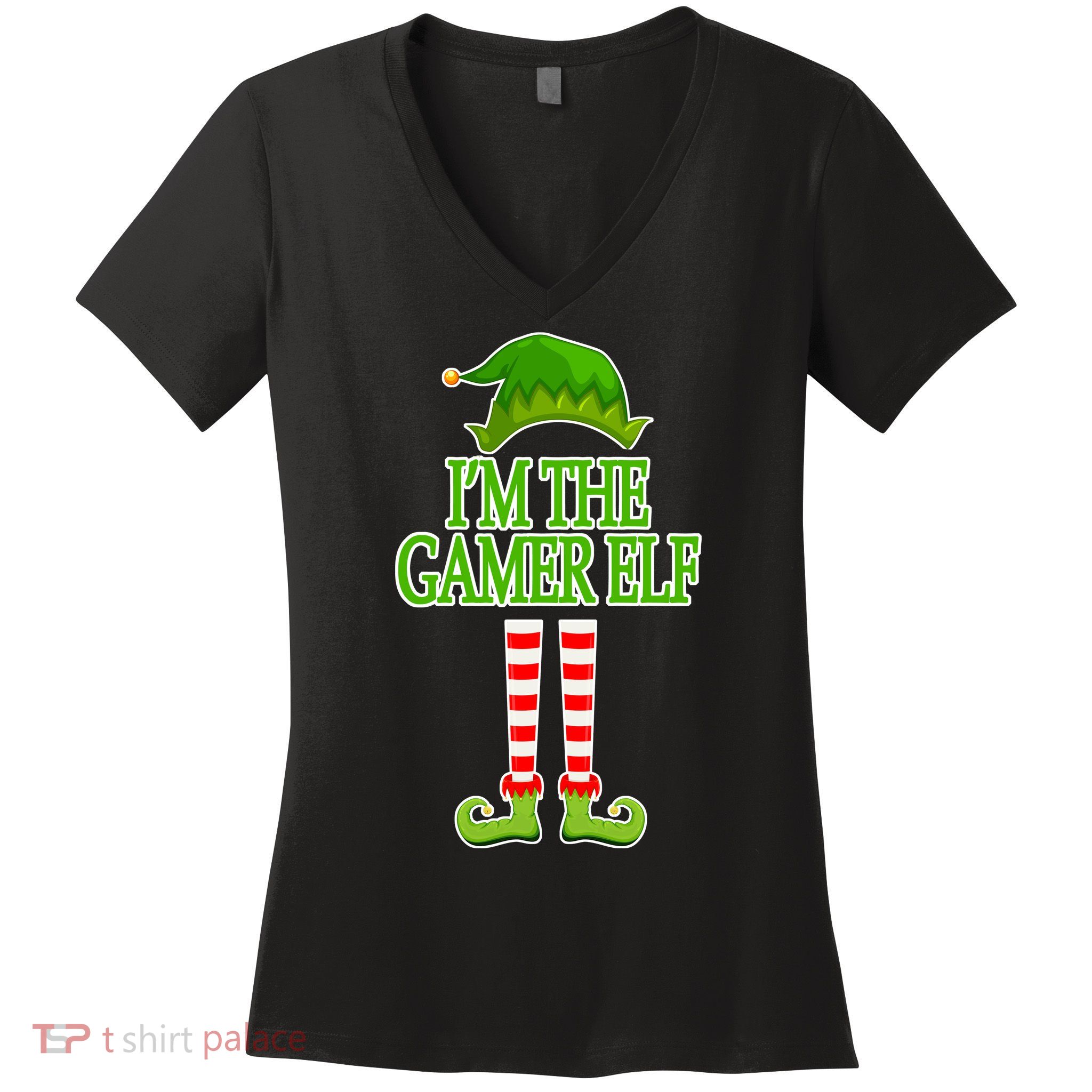 I'm The Gamer Elf Matching Family Christmas Women's V-Neck T-Shirt