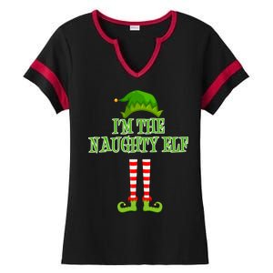 I'm The Naughty Elf Matching Family Christmas Ladies Halftime Notch Neck Tee