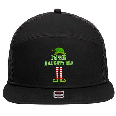 I'm The Naughty Elf Matching Family Christmas 7 Panel Mesh Trucker Snapback Hat