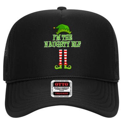 I'm The Naughty Elf Matching Family Christmas High Crown Mesh Back Trucker Hat