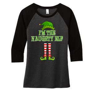 I'm The Naughty Elf Matching Family Christmas Women's Tri-Blend 3/4-Sleeve Raglan Shirt