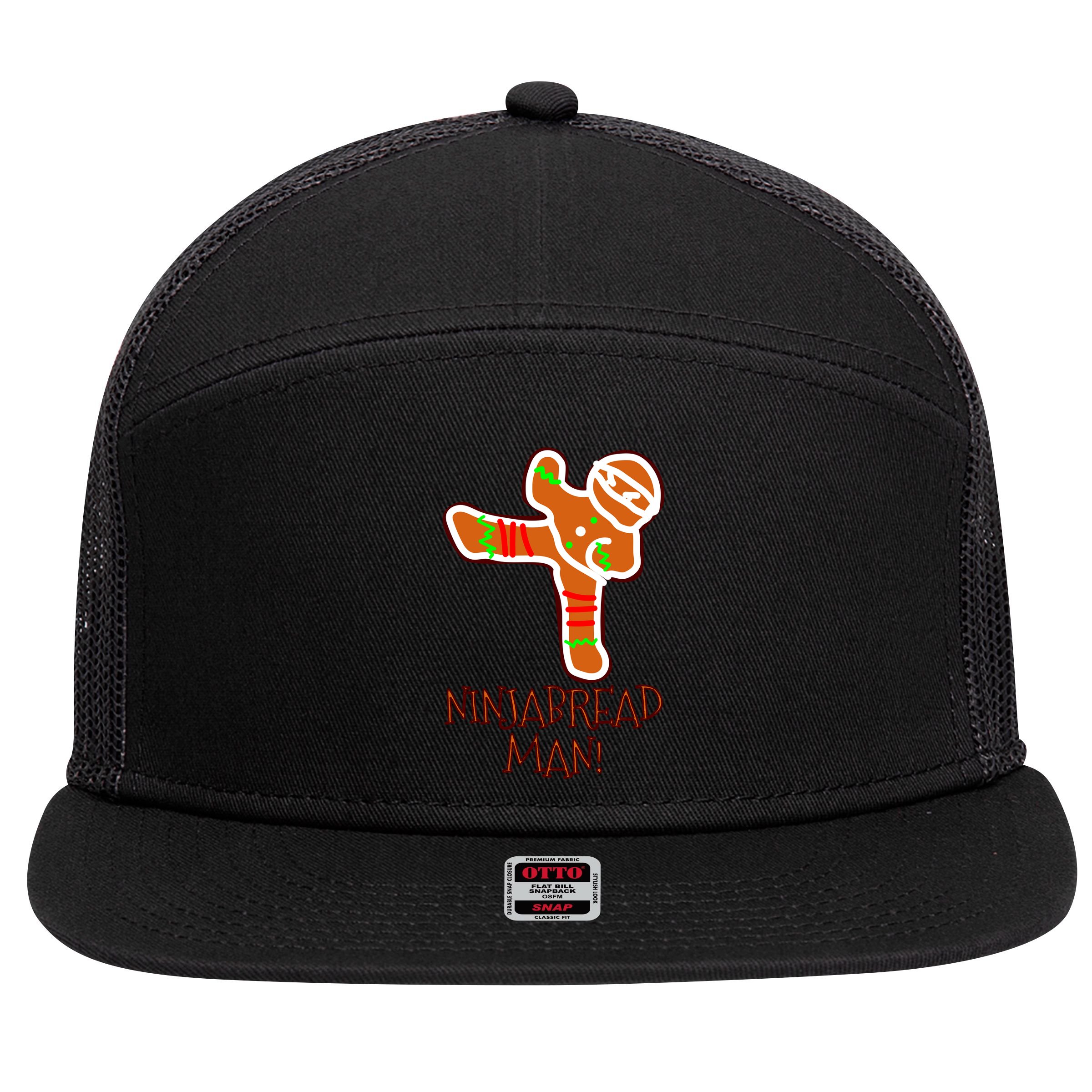 I'm The Ninjabread Man Funny Gingerbread 7 Panel Mesh Trucker Snapback Hat