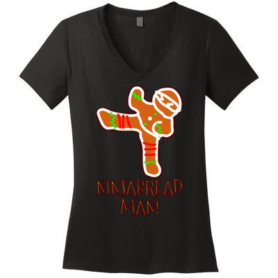 I'm The Ninjabread Man Funny Gingerbread Women's V-Neck T-Shirt