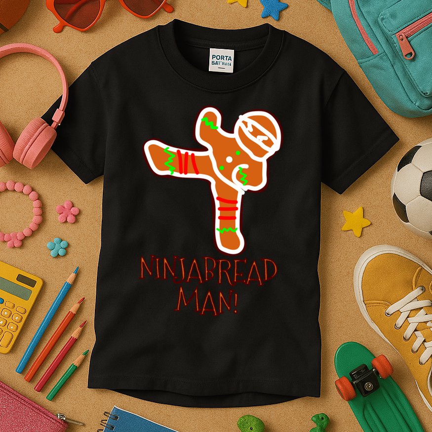 I'm The Ninjabread Man Funny Gingerbread Kids T-Shirt