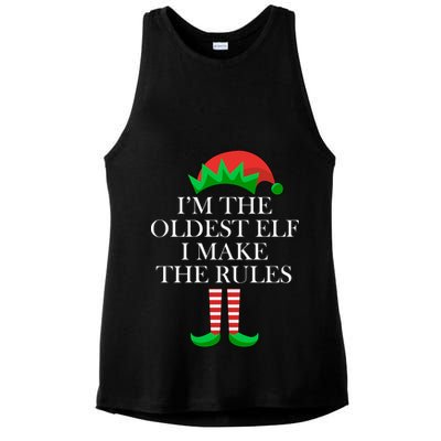 I'm The Oldest Elf I Make The Rules Matching Christmas Ladies PosiCharge Tri-Blend Wicking Tank