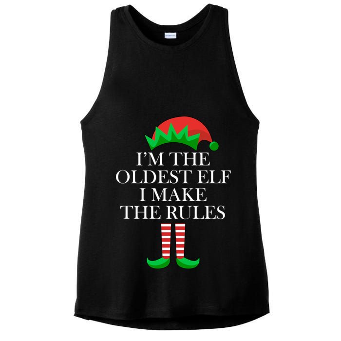 I'm The Oldest Elf I Make The Rules Matching Christmas Ladies PosiCharge Tri-Blend Wicking Tank