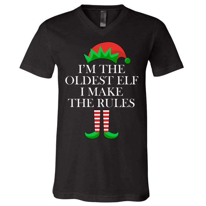 I'm The Oldest Elf I Make The Rules Matching Christmas V-Neck T-Shirt