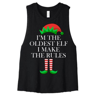 I'm The Oldest Elf I Make The Rules Matching Christmas Women's Racerback Cropped Tank