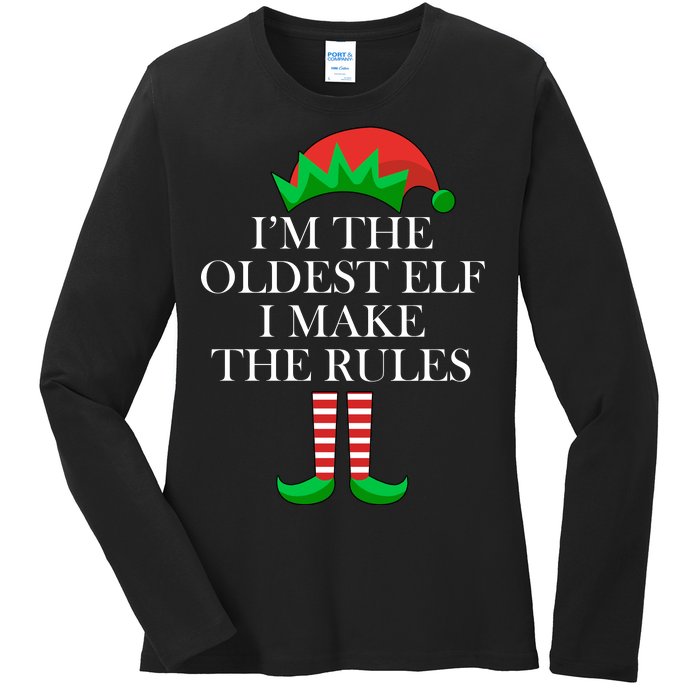 I'm The Oldest Elf I Make The Rules Matching Christmas Ladies Long Sleeve Shirt